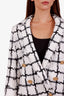 Balmain Black/White Cotton Double Breasted Blazer Jacket Size 42