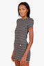 Balmain White/Black Striped SS Mini Dress Size 12A Kid's