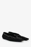 Toteme Black Suede Grommet Lace-Up Square Toe Flats Size 38