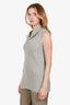 Brunello Cucinelli Light Grey Cotton Sleeveless Cowl Neck Top Size XL