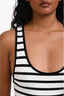 Pre-loved Chanel™ 2022C Black/White Striped One-Piece Swimsuit Size 38