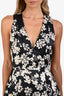Alice and Olivia Black/Cream Floral Deep V Mini Dress Size 4