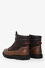Gucci Brown Leather Guccissima Web Accents Lace-Up Hiking Boots Size 7 Mens