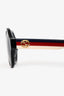 Gucci Black Round Navy Web Handle Sunglasses