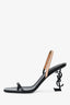Saint Laurent Black/Nude Leather Opyum 85 Slingback Sandals Size 37