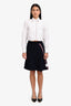 Thom Browne Navy Knit Grosgrain Strap Mini Skirt Size 36