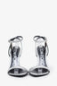 Tom Ford Silver Metallic Padlock Pointy Naked Heeled Sandals Size 36