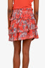 IRO Red Printed Ruffle Mini Skirt Size 40
