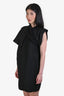Rick Owens Black Silk Draped Short Sleeve Mini Dress Size 10