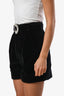 Black Pinstripe Velvet Crystal Embellished Shorts Size 36