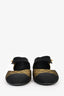 Pre-loved Chanel™ 2021 Black/Metallic Gold Quilted CC Turnlock Flats Size 36.5