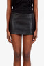 Prada Black Leather Logo Mini Skirt Size 36