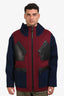 Valentino Burgundy/Blue Wool Zip Up Jacket Size 48 Mens