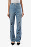 Pre-loved Chanel™ Light Blue Camellia Cut Out Wide Leg Jeans Size 34