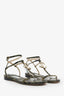 Jimmy Choo Green/Grey Snake Alodie Flat Sandals Size 38.5
