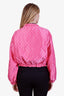 Gucci Pink Silk GG Supreme Bomber Jacket Size 44