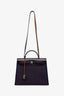 Hermès Purple Canvas Leather Herbag 30 With Pouch