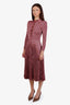 Gucci Pink Metallic Pleated Collared Midi Dress Size XS