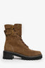 See By Chloe Brown Suede Buckled Mallory Combat Boot Size 38.5