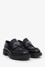 Prada Black Leather Logo Plaque Loafers Size 35