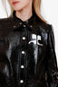 Courreges Black Vinyl White Logo Jacket Size 40