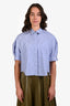 Sacai 2023 Blue Cotton Striped Button Down Short Sleeve Shirt Size 3