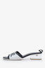 Pre-loved Chanel™ Black/White Logo Block Heel Mules Size 39.5