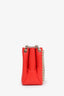 Christian Louboutin Red Leather Spike Accent 'Triloubi' Shoulder Bag
