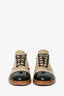 Pre-loved Chanel™ 2018 Taupe/Black Leather Canvas Interlocking CC Logo Oxfords Lace-up Shoes Size 35.5