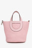 Hermès 2023 Rose Sakura Clemence Leather In-the-Loop 18 Bucket Bag