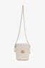 Gucci White Leather Chevron Quilted Mini Marmont Bucket Bag
