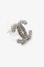 Pre-loved Chanel™ Silver Tone Metal Crystal CC Stud Earrings