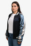 Valentino 2018 Navy/Blue Silk Butterfly Embroidered Bomber Jacket Size 50