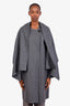 Hermès Grey Cashmere Scarf Detail Coat Size 36