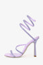 Rene Caovilla Purple Crystal Embellished Ankle Wrap Heels Size 6