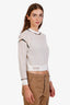 Fendi White/Beige Mesh Striped Trim Sweater with Slip Size 38