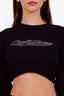 Off-White Black Cropped Crystal Embellished Logo Sweatshirt Size XS