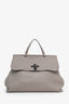 Gucci Grey Pebbled Leather Large Bamboo Daily Top Handle Bag with Strap