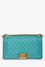 Pre-loved Chanel™ 2016 17 Turquoise Quilted Leather Medium Boy Bag GHW