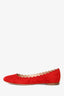 Chloe Red Suede Scalloped Flats Size 36