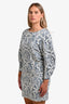 Chloe Blue/White Print Long Sleeve Top + Mini Skirt Set Size M