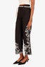 Maje Black/White Embroidered Cotton Tie Straight Leg Pants Size 34