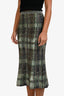 Victoria Beckham Green Knit Check Maxi Skirt Size 1