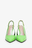Gucci Green Patent Chain-Embellished Signoria 45MM Slingback Pumps Size 37