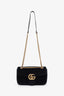 Gucci Black Velvet Matelasse GG Marmont Medium Shoulder Bag
