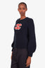 Pre-loved Chanel™ Navy Wool CC Teddy Sweater Size 34