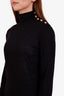Balmain Black Wool Button Detail Sweater Size 40