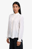 Sandro White Silk Ruffled Long Sleeve Top Size 1