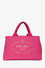 Prada Pink Canvas Printed Logo Tote Bag