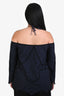 Jonathan Simkhai Navy/Black Lace Off-Shoulder Long Sleeve Top Size L
